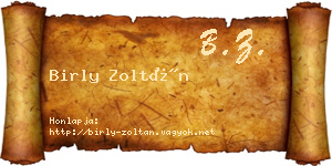 Birly Zoltán névjegykártya
